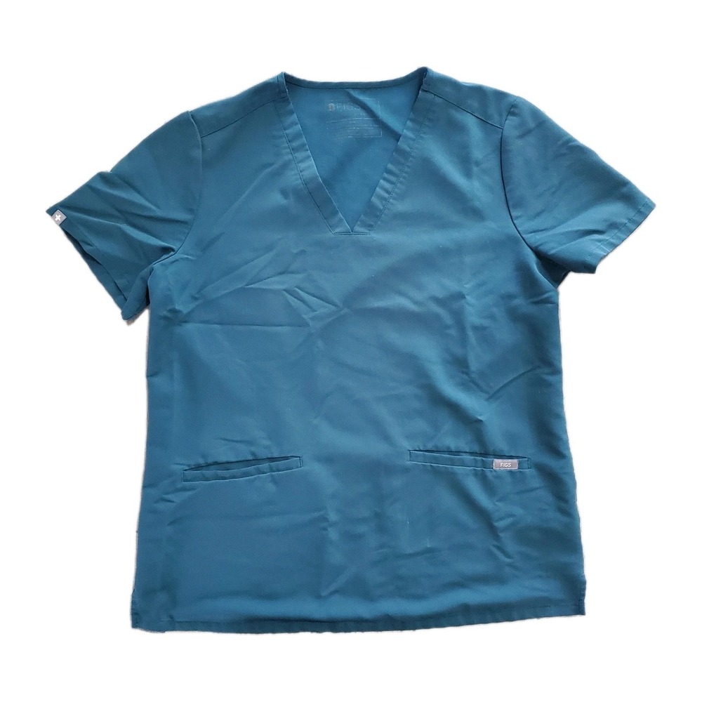 FIGS Women's Medium Casma V-Neck Scrubs Top Dark Teal Blue Green FW1100 PO#4910